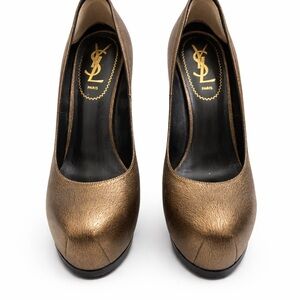 Yves Saint Laurent Metallic Bronze Heels